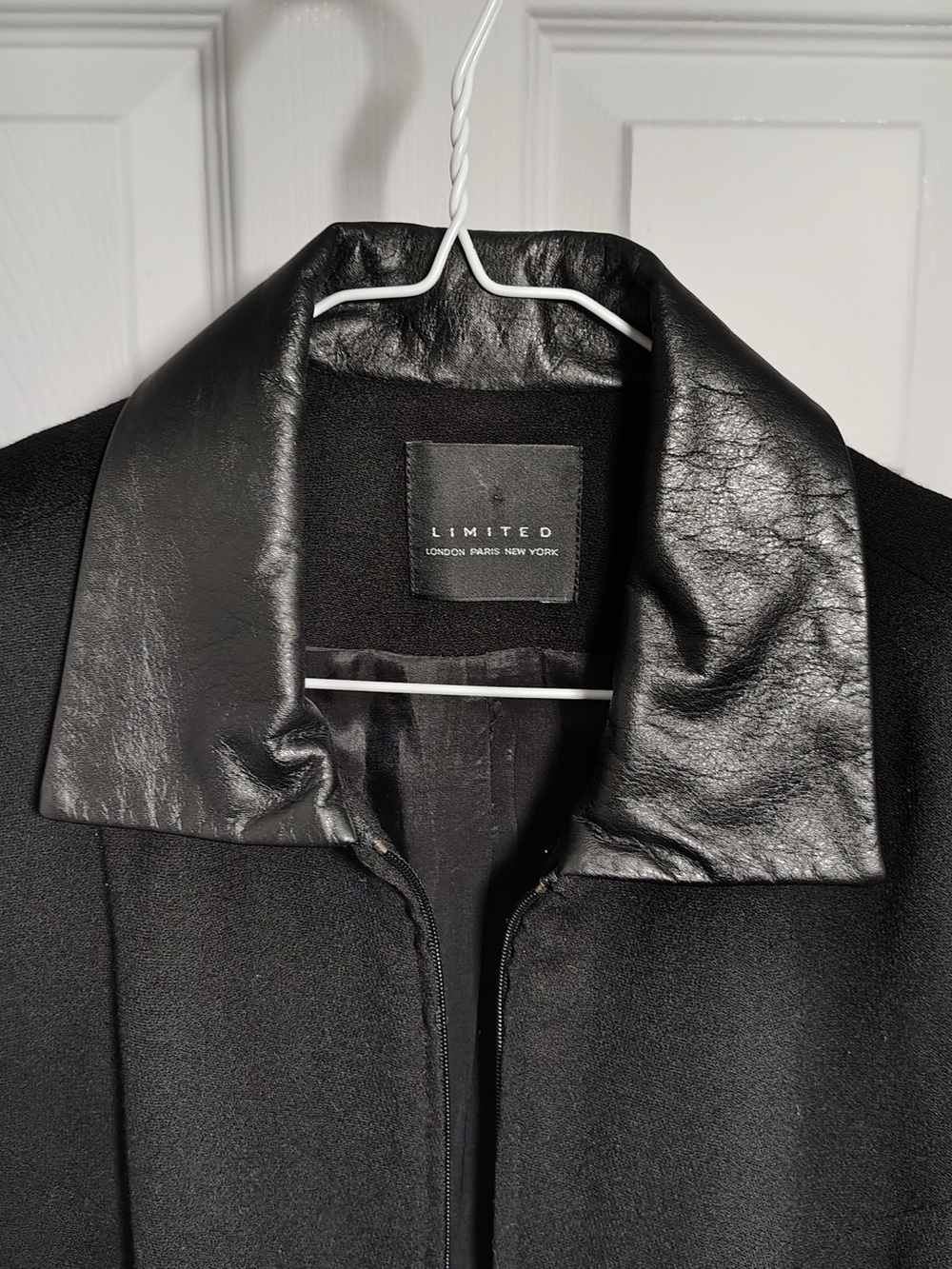 The Limited Men’s Black Pea Coat with Leather-Look Collar